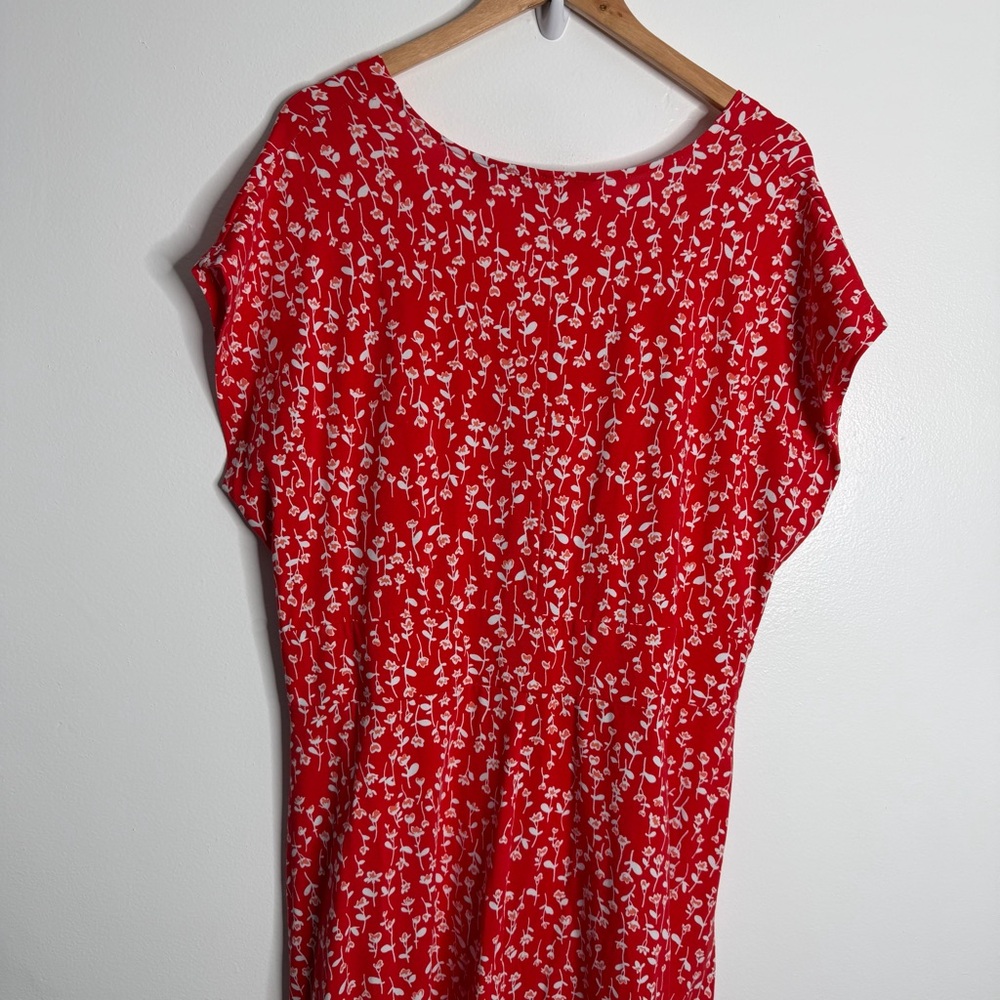 NWOT Lands' End Twist-Front Floral Maxi Dress Orange/Red White 1X Stretch Casual - Picture 3 of 9